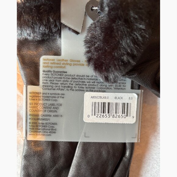 NEW!!!  Womens Isotoner Leather Fleece Lined Gloves - Picture 3 of 3